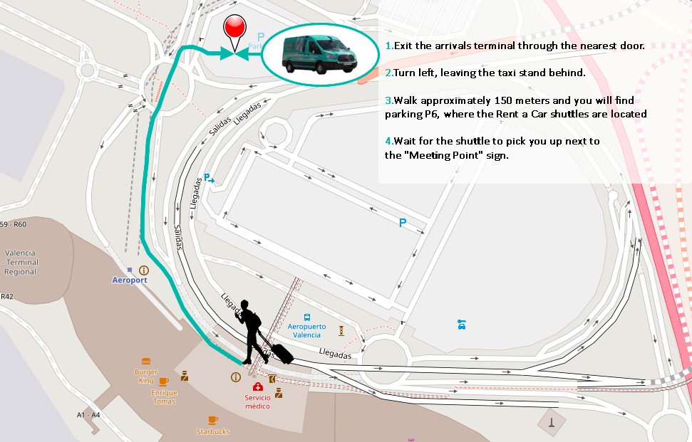 Mapa shuttle oficina Wiber rent a car Mallorca